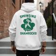 Shamrock Baseball Dad St Patricks Irish Ireland St Paddys Men's Hoodie Back Print