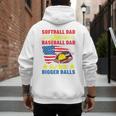 Softball Dad Like A Baseball Dad But With Bigger Balls Premium Men's Hoodie Back Print