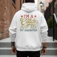 Vintage Baseball Dad Men I'm A Catch Just Ask My Daughter Men's Hoodie Back Print