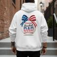Vintage Baseball Dad Patriotic USA Flag 4th Of July Fathers Premium Men's Hoodie Back Print