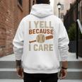 I Yell Because I Care Baseball Dad Coach Father's Day Premium Tri-Blend Men's Hoodie Back Print