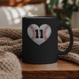 Baseball Number 11 Distressed Heart For Baseball Moms Graphic Print Coffee Mug