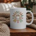 Happy Baseball Mom Groovy Retro Floral Smiling Face Graphic Print Coffee Mug Happy Baseball Mom Groovy Retro Floral Smiling Face Graphic Print Coffee Mug
