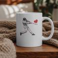 Valentines Baseball Batter Heart Player Silhouette Premium Tri-Blend Graphic Print Coffee Mug