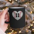 Baseball Number 11 Distressed Heart For Baseball Moms Graphic Print Coffee Mug