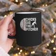 Chicks Dig The Pitcher Baseball Graphic Print Coffee Mug