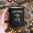 Jesus Saves Shirt Religious Christian Faith Baseball Graphic Print Coffee Mug
