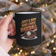 Just A Boy Who Loves Baseball Player Kids Graphic Print Coffee Mug