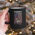 Vintage USA Flag Baseball Player Proud Baseball Mom Graphic Print Coffee Mug