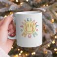 Groovy Retro Floral Happy Smiling Face Baseball Mom Graphic Print Coffee Mug Groovy Retro Floral Happy Smiling Face Baseball Mom Graphic Print Coffee Mug