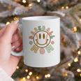 Happy Baseball Mom Groovy Retro Floral Smiling Face Graphic Print Coffee Mug Happy Baseball Mom Groovy Retro Floral Smiling Face Graphic Print Coffee Mug