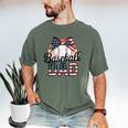 Baseball Dad American Flag Bow Sports Men's Comfort Colors T-Shirt Moss Baseball Dad American Flag Bow Sports Men's Comfort Colors T-Shirt Moss