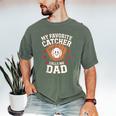 Baseball Dad Father's Day Catcher Men Men's Comfort Colors T-Shirt Moss Baseball Dad Father's Day Catcher Men Men's Comfort Colors T-Shirt Moss