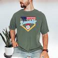 Baseball Dad Ice Cream Drip Father American Flag 4th Of July Men's Comfort Colors T-Shirt Moss Baseball Dad Ice Cream Drip Father American Flag 4th Of July Men's Comfort Colors T-Shirt Moss