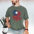 Baseball Dad USA American Flag 4th Of July Men's Comfort Colors T-Shirt Moss Baseball Dad USA American Flag 4th Of July Men's Comfort Colors T-Shirt Moss