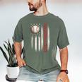 Baseball DAD USA American Flag Fathers Day 4th Of July Men's Comfort Colors T-Shirt Moss