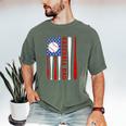 Baseball Dad USA American Flag Father's Day 4th Of July Premium Men's Comfort Colors T-Shirt Moss