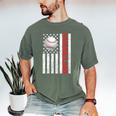 Baseball Dad USA American Flag Patriotic Dad 4th Of July Men's Comfort Colors T-Shirt Moss
