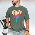 Baseball Drip Melting Ice Cream Baseball Heart Boys Girls Men's Comfort Colors T-Shirt Moss Baseball Drip Melting Ice Cream Baseball Heart Boys Girls Men's Comfort Colors T-Shirt Moss