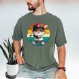 Baseball Grandpa Gnome On A Retro Sunset For Baseball Dad Men's Comfort Colors T-Shirt Moss
