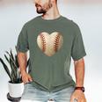 Baseball Heart Shape Valentines Day Love Boys Kids Men Men's Comfort Colors T-Shirt Moss Baseball Heart Shape Valentines Day Love Boys Kids Men Men's Comfort Colors T-Shirt Moss