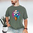 Baseball Ice Cream Drip Baseball Dad Sports Fan Youth Boys Men's Comfort Colors T-Shirt Moss