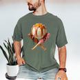 Baseball Ice Cream Drip Style Melting Ice Cream Youth Teen Men's Comfort Colors T-Shirt Moss