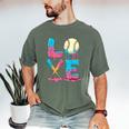 Baseball Love Drip Ice Cream Colorful Baseball Men's Comfort Colors T-Shirt Moss