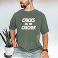 Baseball Seams Chicks Dig The Catcher Men's Comfort Colors T-Shirt Moss Baseball Seams Chicks Dig The Catcher Men's Comfort Colors T-Shirt Moss