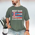 Best Dad Coach Ever Baseball Dad American Flag 4th Of July Men's Comfort Colors T-Shirt Moss Best Dad Coach Ever Baseball Dad American Flag 4th Of July Men's Comfort Colors T-Shirt Moss
