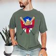 Boricua Puerto Rico Baseball Coqui Frog Pava Hat Fan Men's Comfort Colors T-Shirt Moss