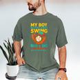 My Boy Might Not Always Swing Baseball Dad Sports Men's Comfort Colors T-Shirt Moss