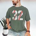 Distressed Baseball Number 32 Jersey Uniform Player Fan Men's Comfort Colors T-Shirt Moss