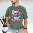 Drip Happens Baseball Ice Cream Bat And Ball With Sunglasses Men's Comfort Colors T-Shirt Moss Drip Happens Baseball Ice Cream Bat And Ball With Sunglasses Men's Comfort Colors T-Shirt Moss
