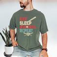 Eat Sleep Baseball Repeat Bat Ball Player Fan Men's Comfort Colors T-Shirt Moss