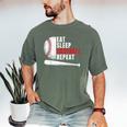 Eat Sleep Baseball Repeat Humor Baseball Dad Players Men's Comfort Colors T-Shirt Moss