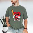 Heart Playing Baseball Valentines Day Men's Comfort Colors T-Shirt Moss