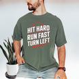 Hit Hard Run Fast Turn Left Baseball Fan Red Graphic Men's Comfort Colors T-Shirt Moss Hit Hard Run Fast Turn Left Baseball Fan Red Graphic Men's Comfort Colors T-Shirt Moss
