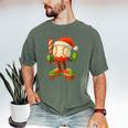 Ice Cream Drip Baseball Christmas Baseball Drip Candy Cane Men's Comfort Colors T-Shirt Moss Ice Cream Drip Baseball Christmas Baseball Drip Candy Cane Men's Comfort Colors T-Shirt Moss