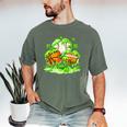 Kids St Patricks Day Shamrock Basketball Baseball Football Men's Comfort Colors T-Shirt Moss Kids St Patricks Day Shamrock Basketball Baseball Football Men's Comfort Colors T-Shirt Moss
