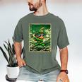 Leprechaun Playing Baseball Japanese Art St Patricks Day Men's Comfort Colors T-Shirt Moss