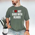 I Love Hot Baseball Dads With Beards Red Hearts Men's Comfort Colors T-Shirt Moss I Love Hot Baseball Dads With Beards Red Hearts Men's Comfort Colors T-Shirt Moss