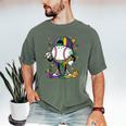 Mardi Gras Ice Cream Drip Baseball Carnival Party Mask Boys Men's Comfort Colors T-Shirt Moss