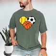 Mom Sports Heart Soccer Basketball Baseball Softball Men's Comfort Colors T-Shirt Moss Mom Sports Heart Soccer Basketball Baseball Softball Men's Comfort Colors T-Shirt Moss
