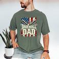 Retro American Flag Baseball Dad Father's Day Men's Comfort Colors T-Shirt Moss Retro American Flag Baseball Dad Father's Day Men's Comfort Colors T-Shirt Moss