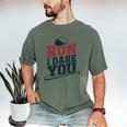 Run I Dare You Baseball Catcher Player Fan Men's Comfort Colors T-Shirt Moss