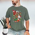 Santa Baseball Football Soccer Pajamas Ho Ho Christmas Xmas Men's Comfort Colors T-Shirt Moss Santa Baseball Football Soccer Pajamas Ho Ho Christmas Xmas Men's Comfort Colors T-Shirt Moss