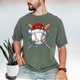 Santa Sports Christmas Baseball Player Men's Comfort Colors T-Shirt Moss Santa Sports Christmas Baseball Player Men's Comfort Colors T-Shirt Moss