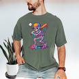 Skelton Playing Baseball Halloween Baseball Drip Boys Kids Men's Comfort Colors T-Shirt Moss Skelton Playing Baseball Halloween Baseball Drip Boys Kids Men's Comfort Colors T-Shirt Moss