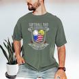 Softball Dad Like A Baseball Dad 4th Of July USA Retro Flag Men's Comfort Colors T-Shirt Moss Softball Dad Like A Baseball Dad 4th Of July USA Retro Flag Men's Comfort Colors T-Shirt Moss